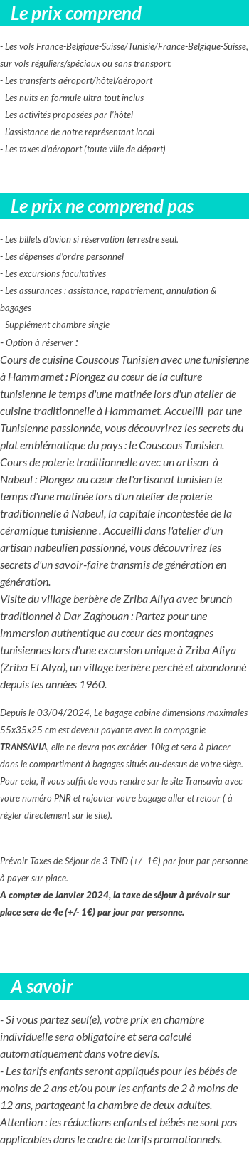 Conditions tarifaires