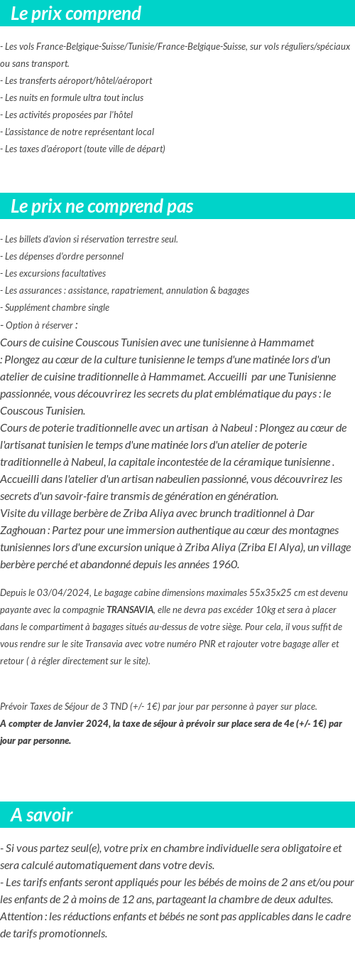 Conditions tarifaires