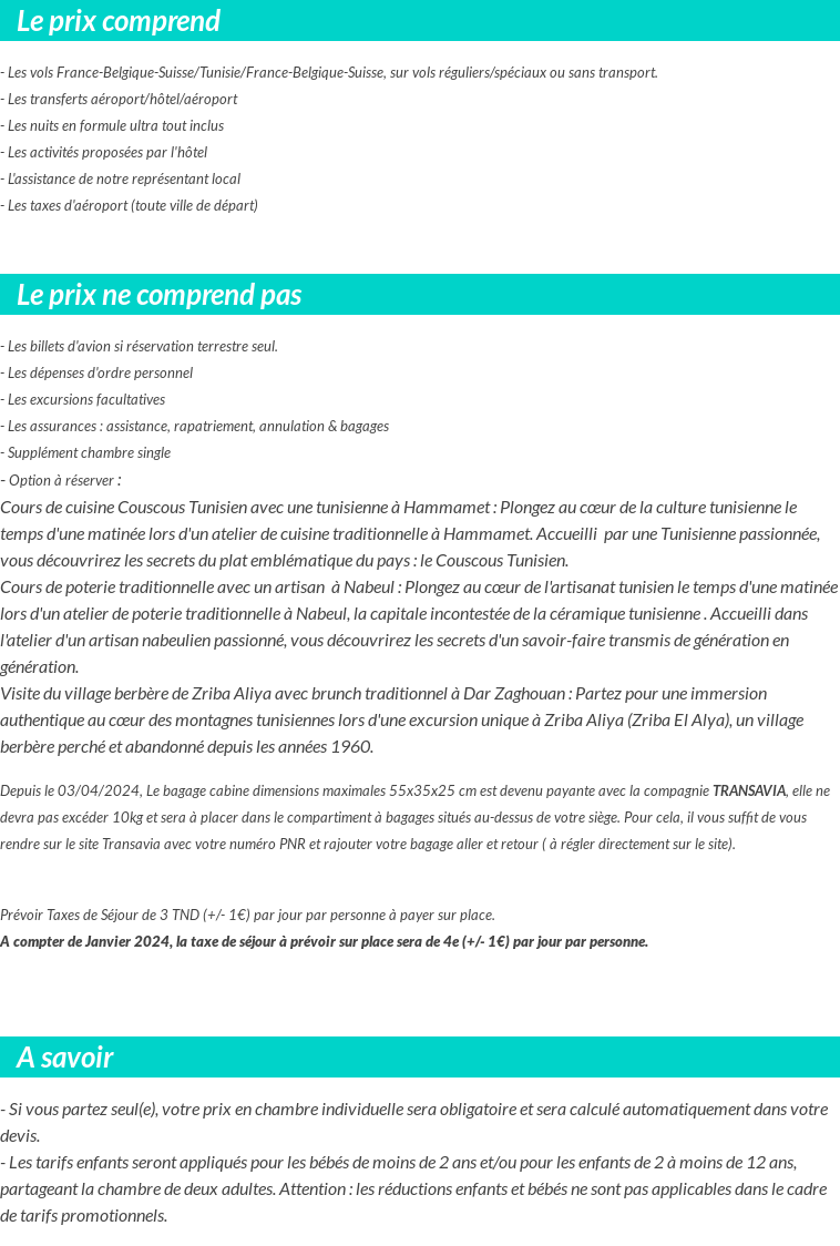 Conditions tarifaires