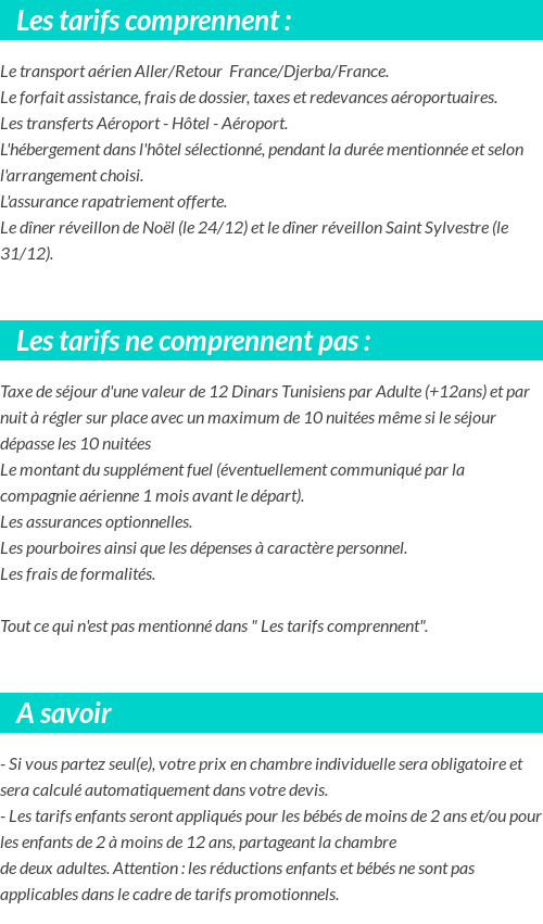Conditions tarifaires