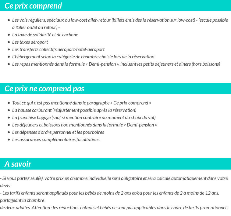 Conditions tarifaires