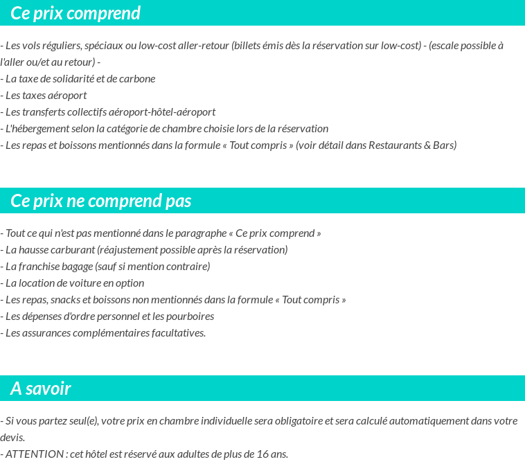 Conditions tarifaires