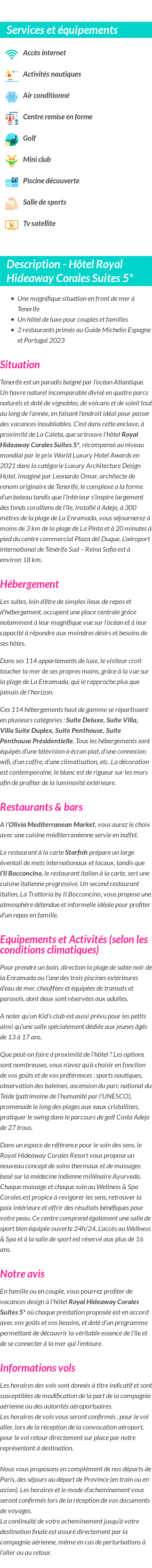 Détails du séjour