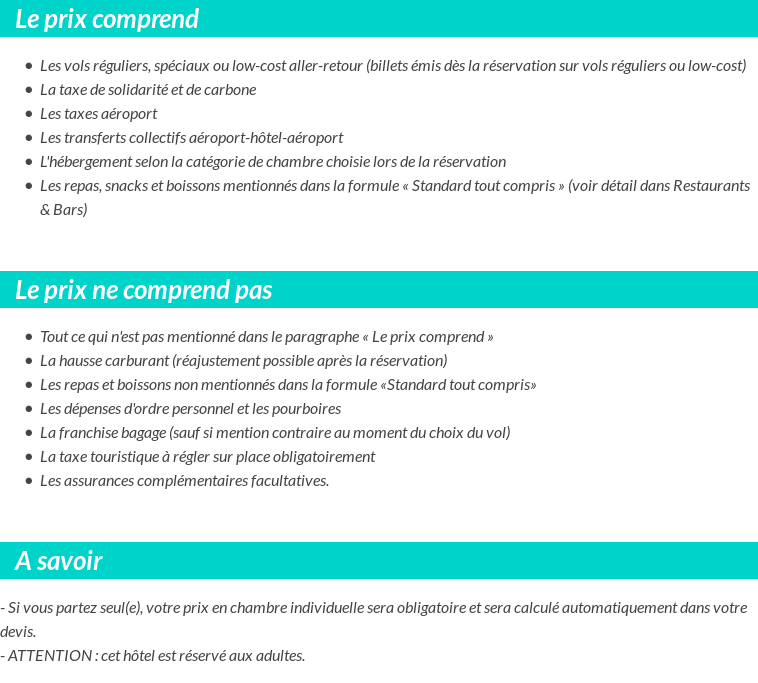 Conditions tarifaires