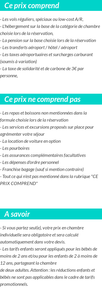 Conditions tarifaires