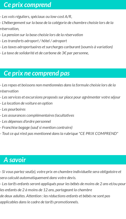 Conditions tarifaires