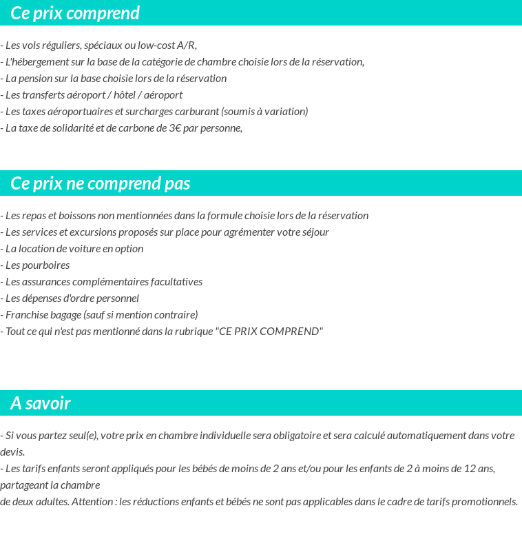 Conditions tarifaires