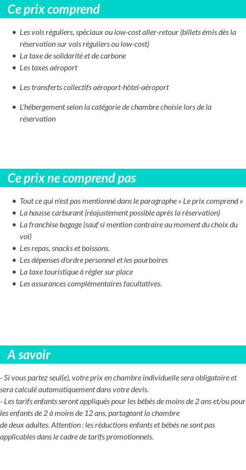 Conditions tarifaires