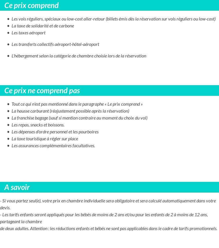 Conditions tarifaires