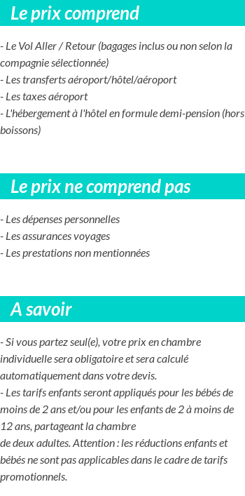 Conditions tarifaires