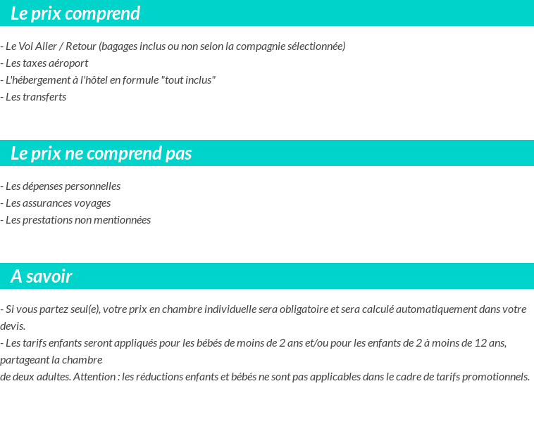 Conditions tarifaires