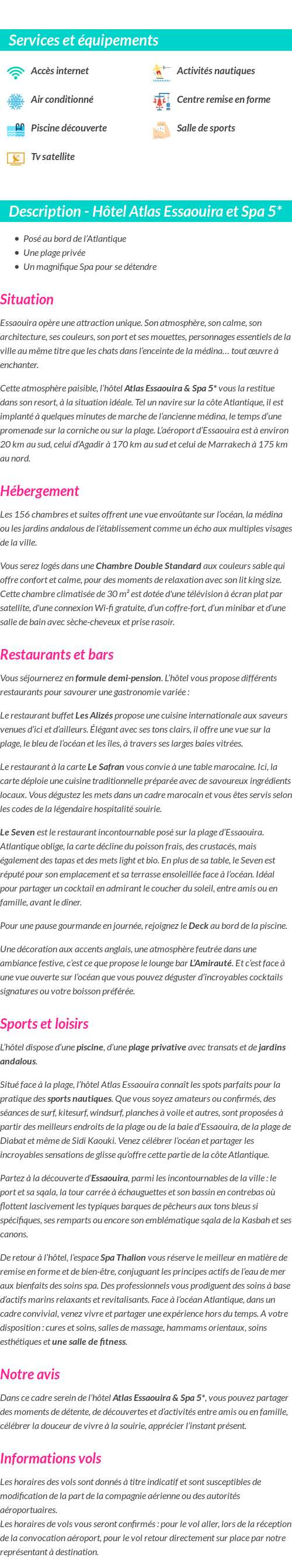 Détails du séjour