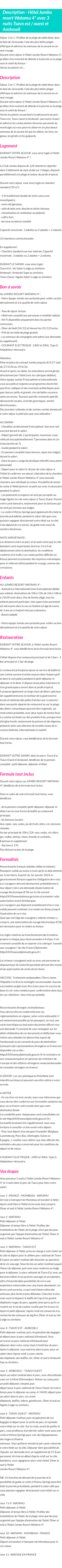 Détails du séjour