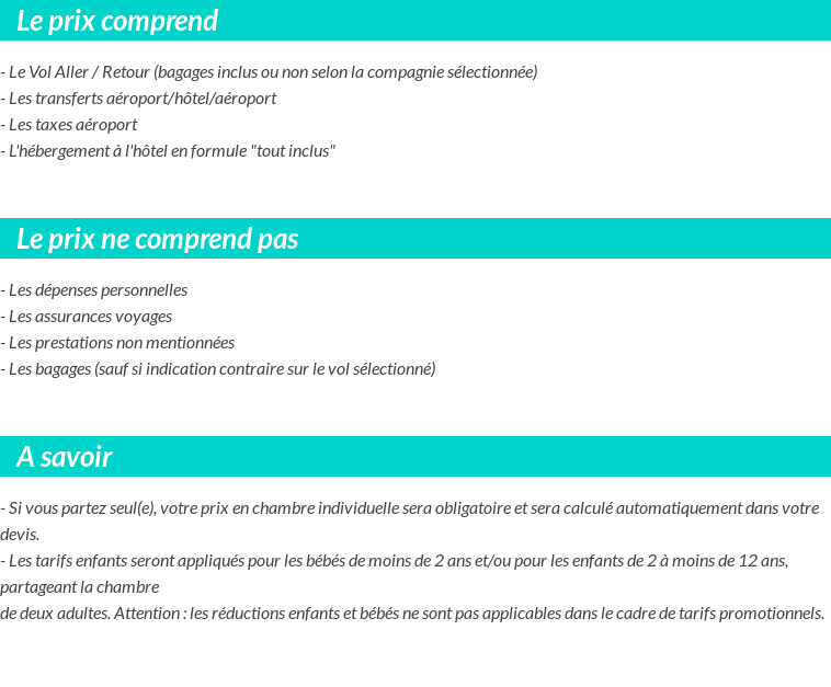 Conditions tarifaires