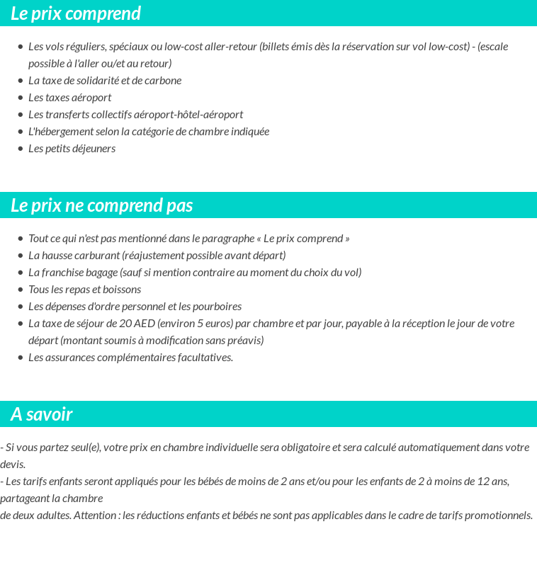 Conditions tarifaires