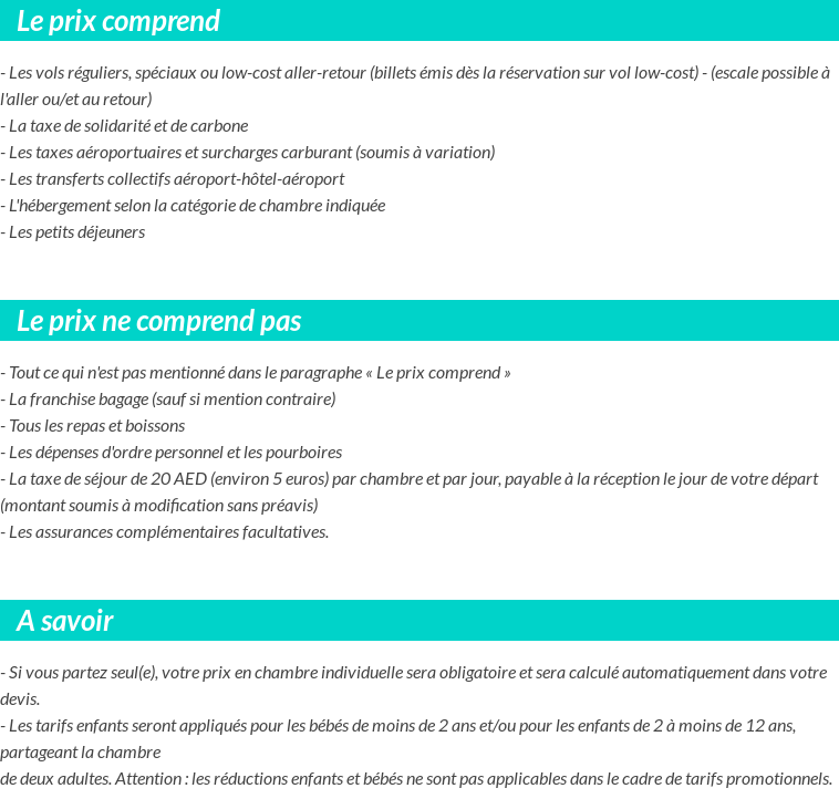 Conditions tarifaires