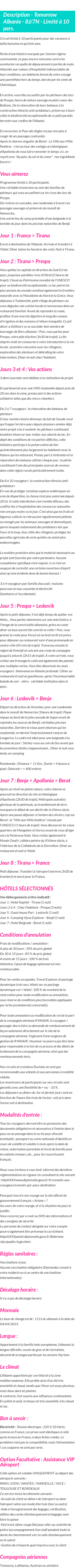 Détails du séjour