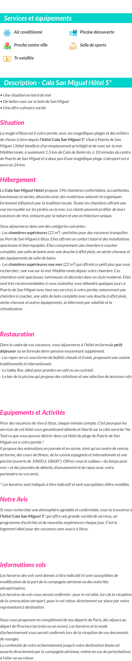Détails du séjour