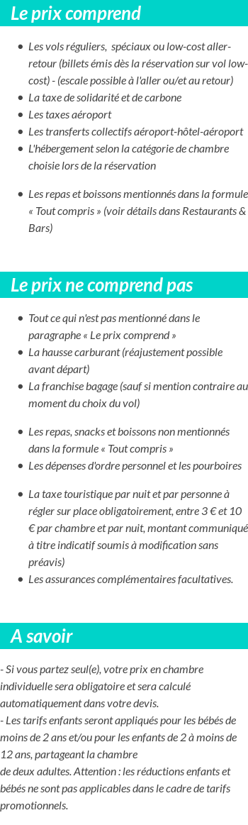 Conditions tarifaires