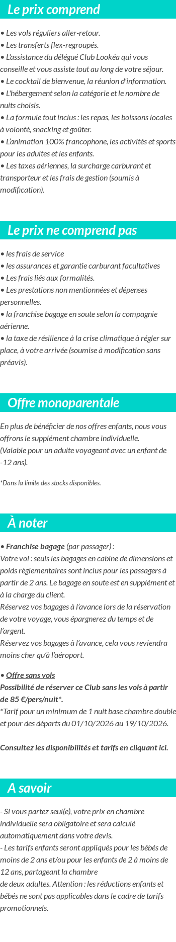 Conditions tarifaires