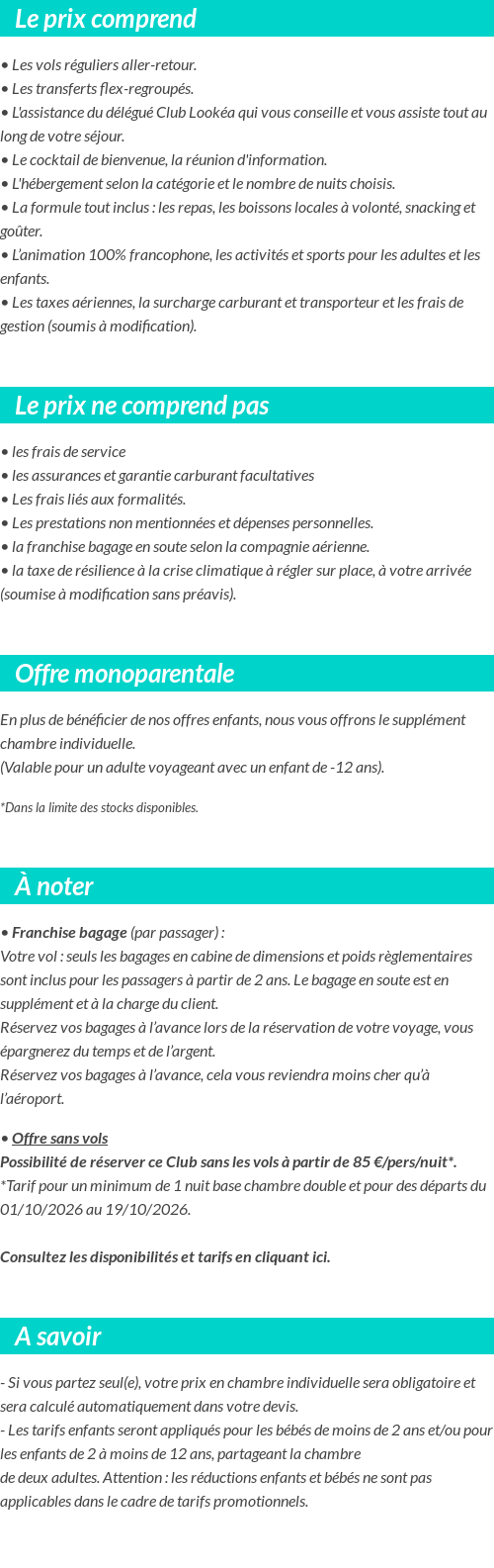 Conditions tarifaires