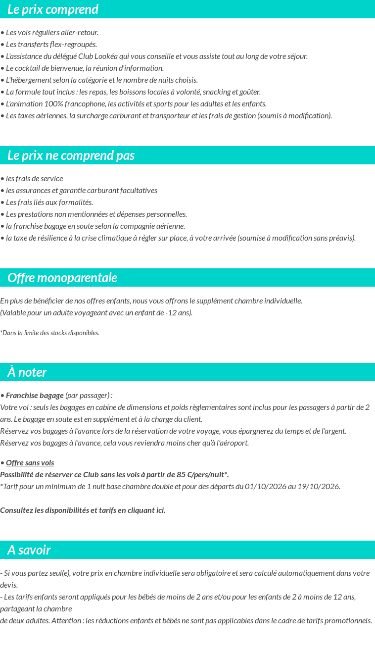Conditions tarifaires