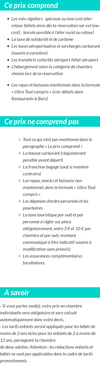 Conditions tarifaires