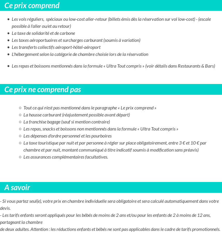 Conditions tarifaires