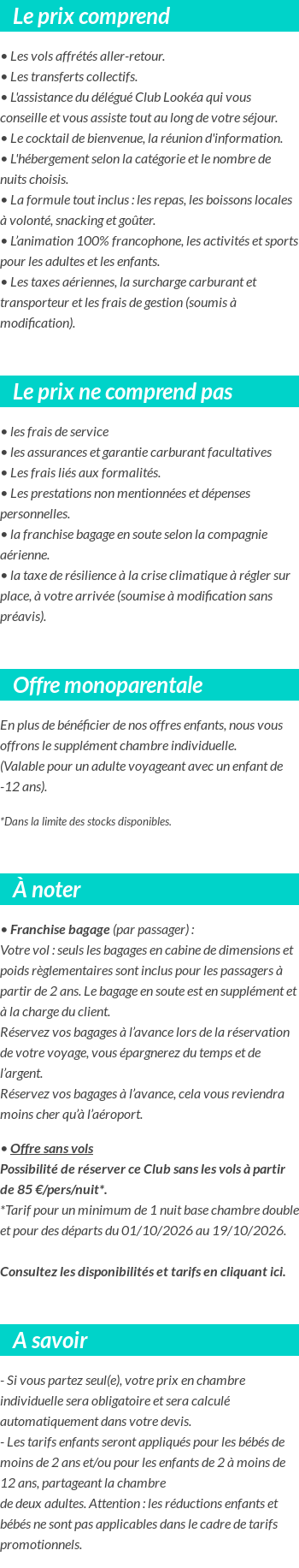 Conditions tarifaires