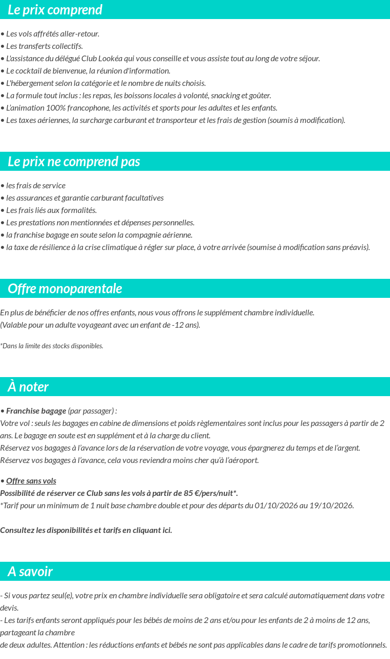 Conditions tarifaires