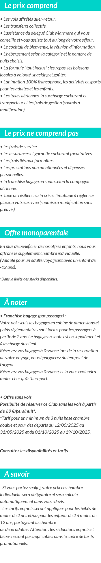 Conditions tarifaires
