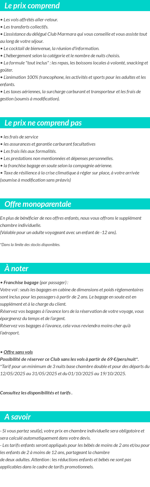 Conditions tarifaires
