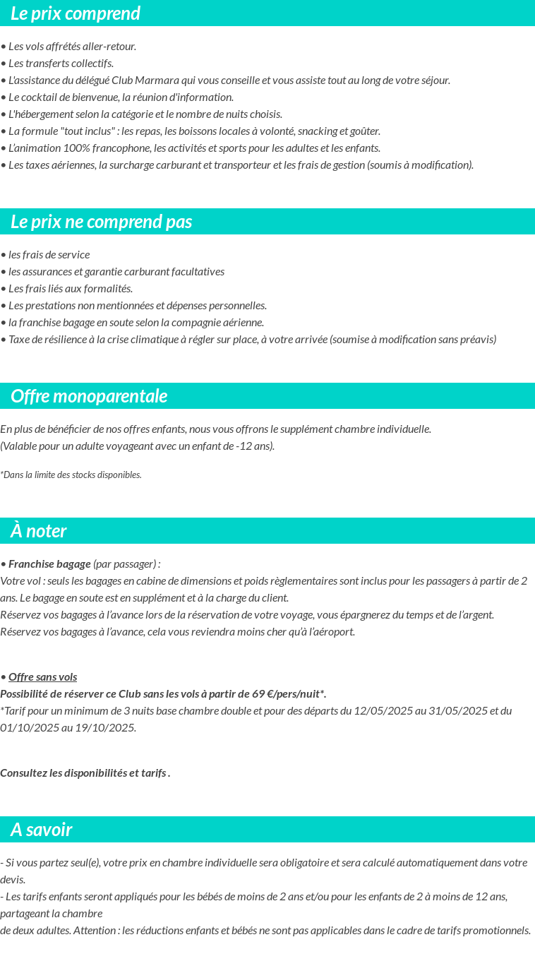 Conditions tarifaires