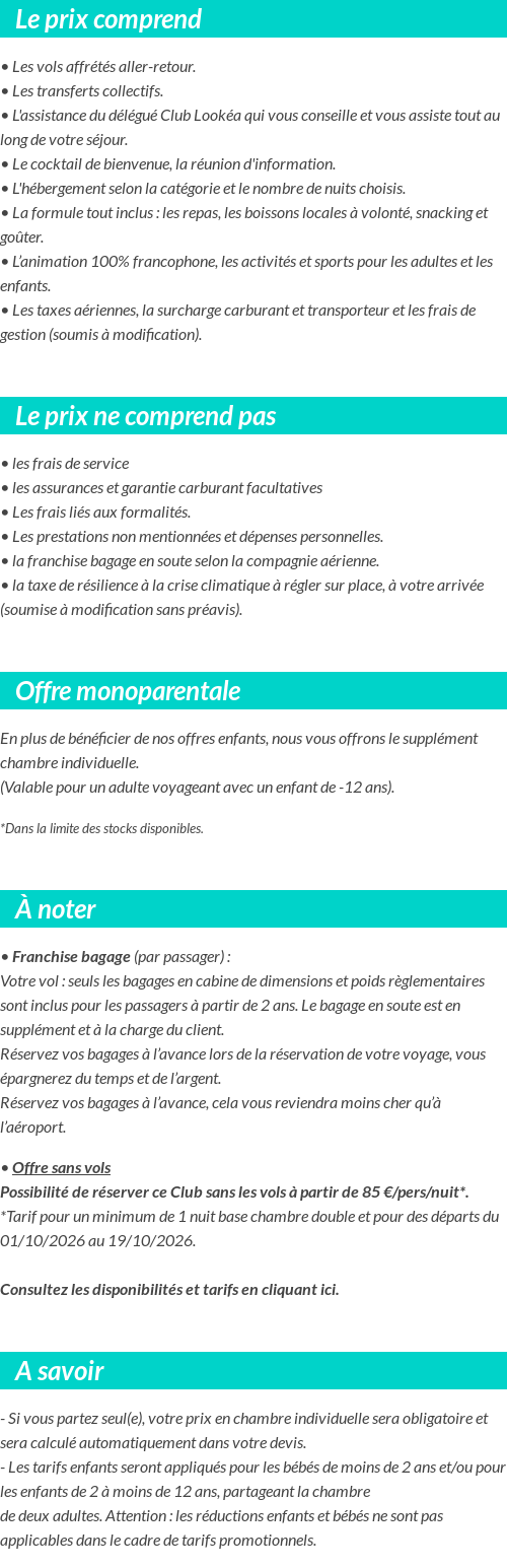 Conditions tarifaires