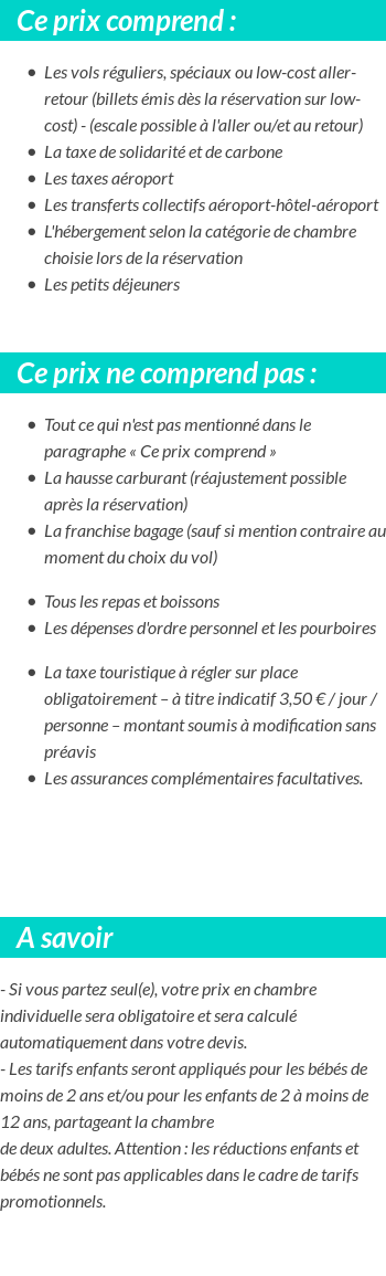 Conditions tarifaires