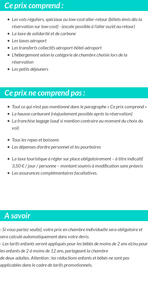 Conditions tarifaires