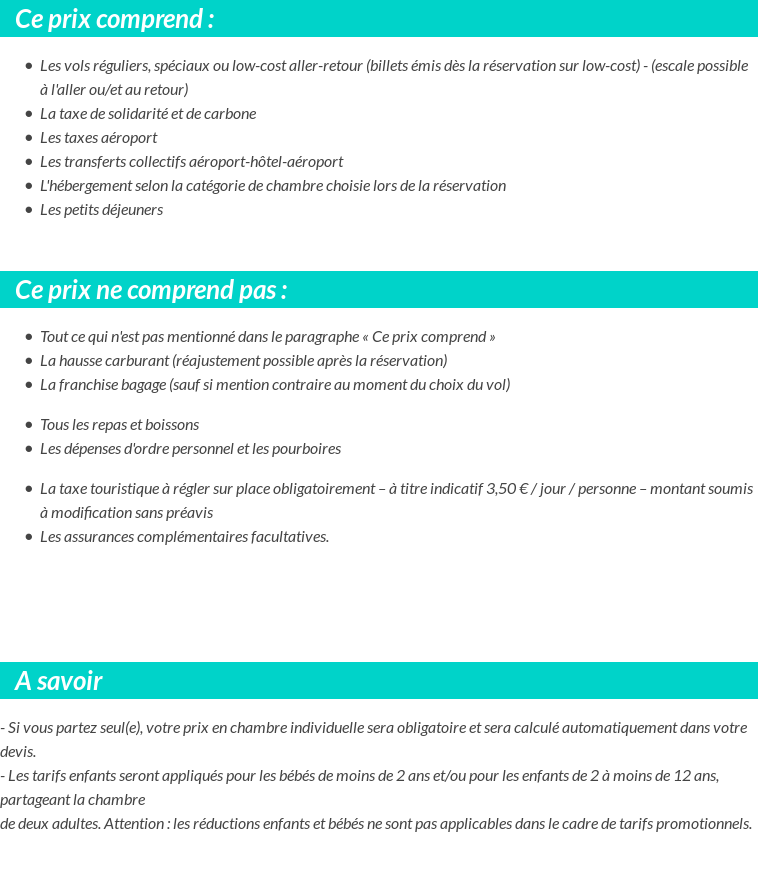 Conditions tarifaires
