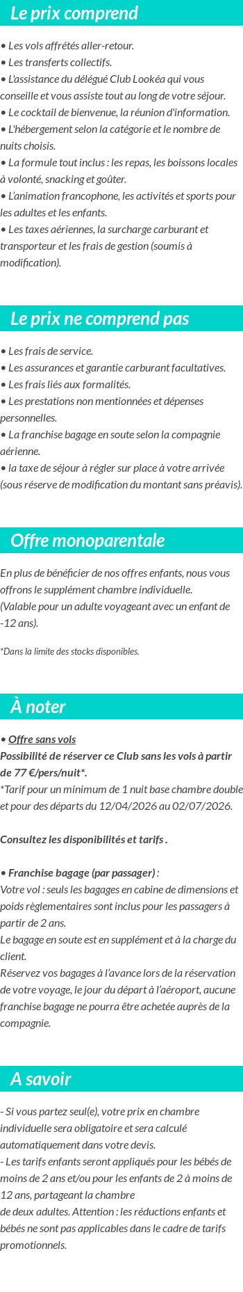 Conditions tarifaires