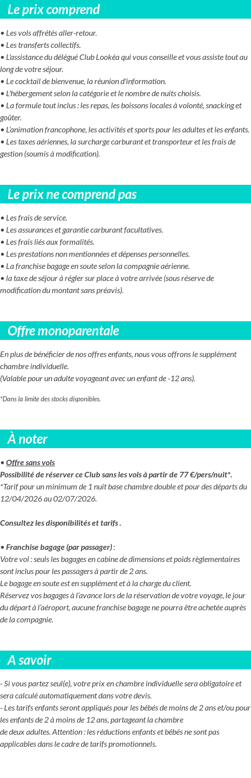 Conditions tarifaires