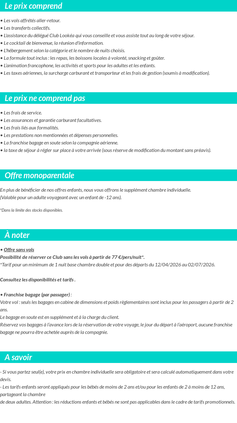 Conditions tarifaires