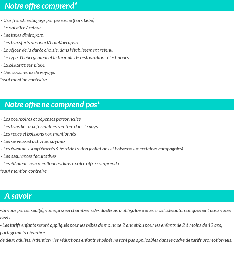 Conditions tarifaires