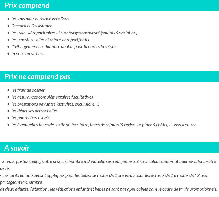 Conditions tarifaires