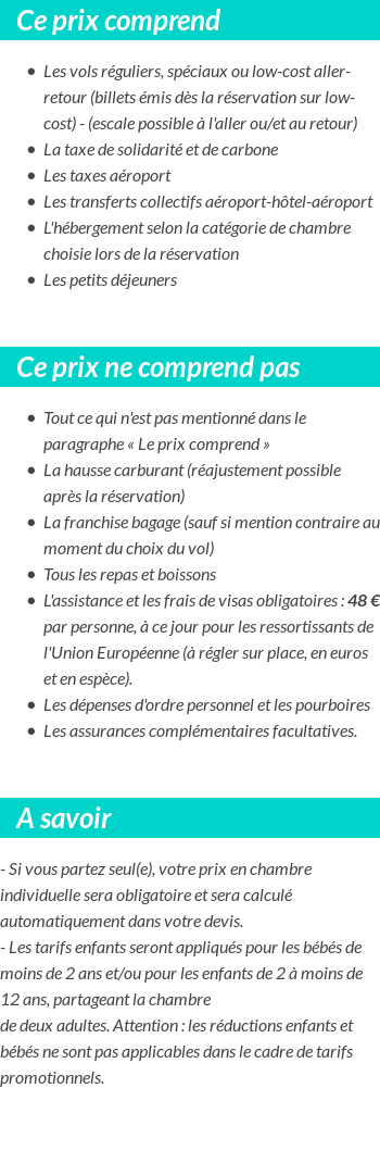 Conditions tarifaires