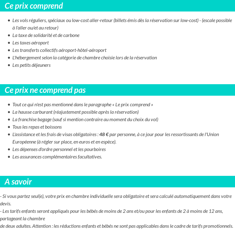 Conditions tarifaires