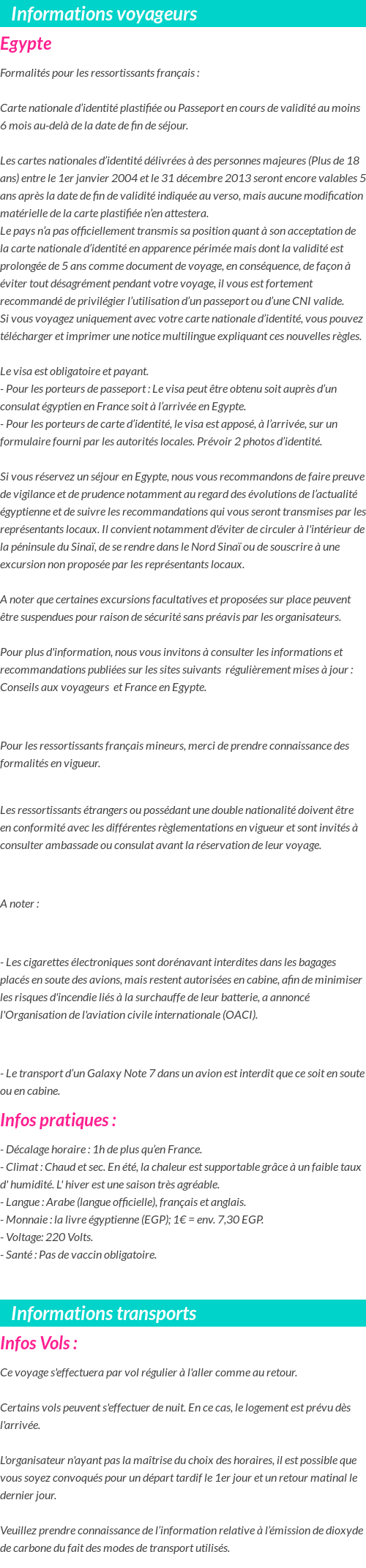 Formalités et infos voyageurs
