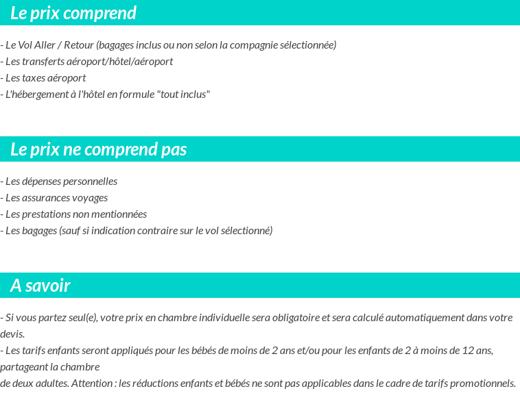 Conditions tarifaires