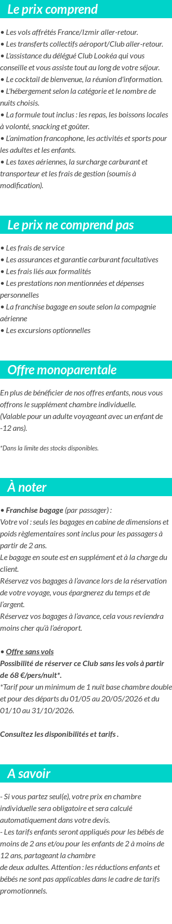 Conditions tarifaires