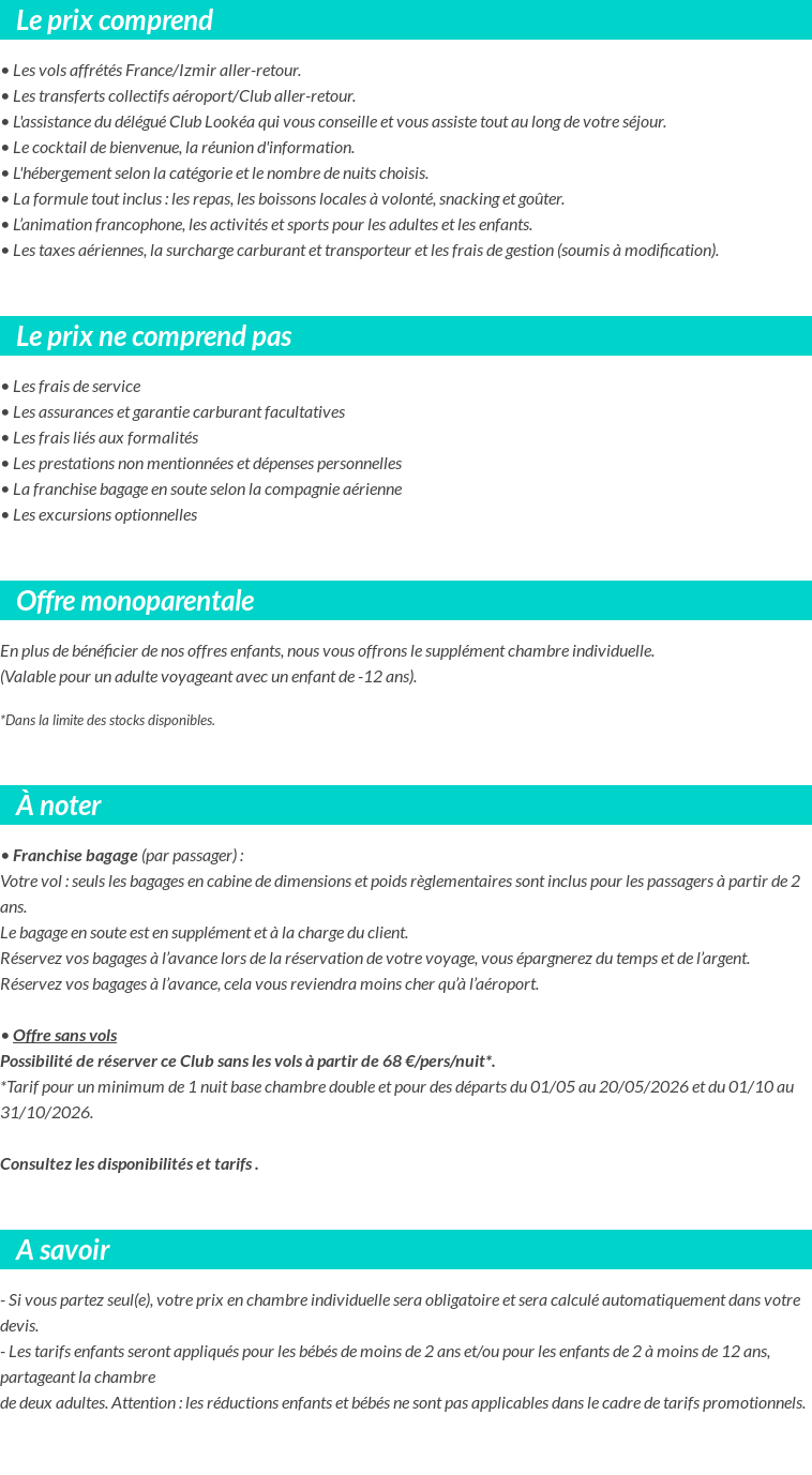 Conditions tarifaires