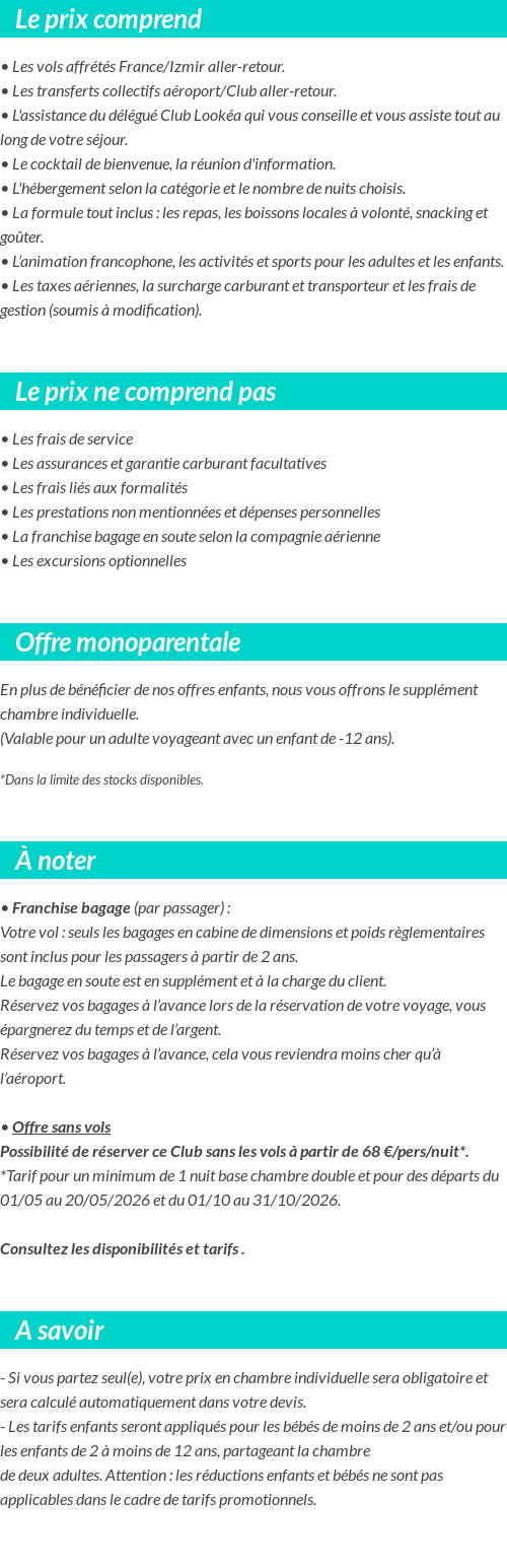 Conditions tarifaires