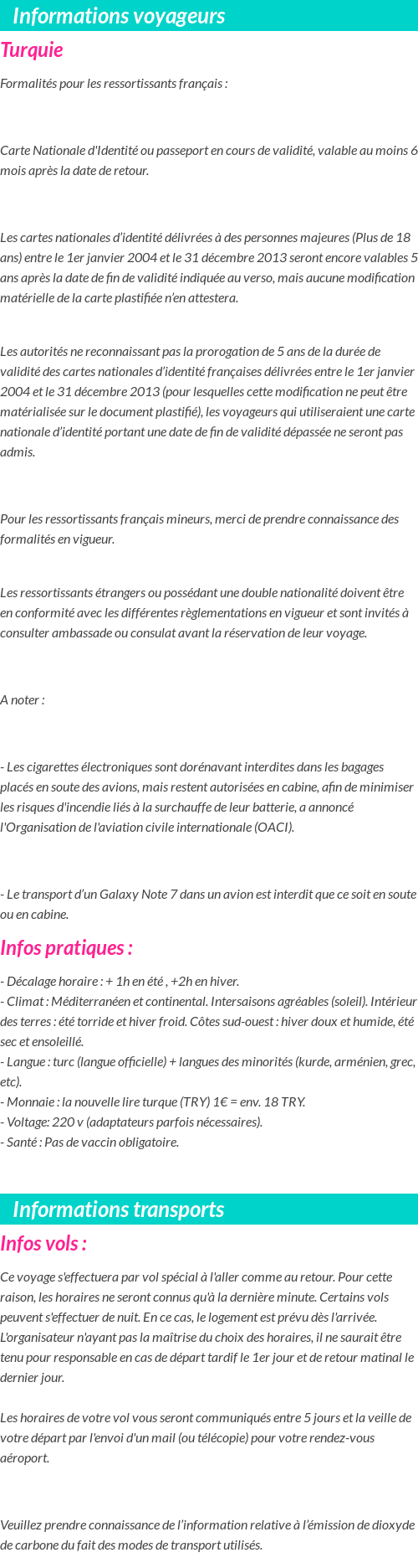 Formalités et infos voyageurs